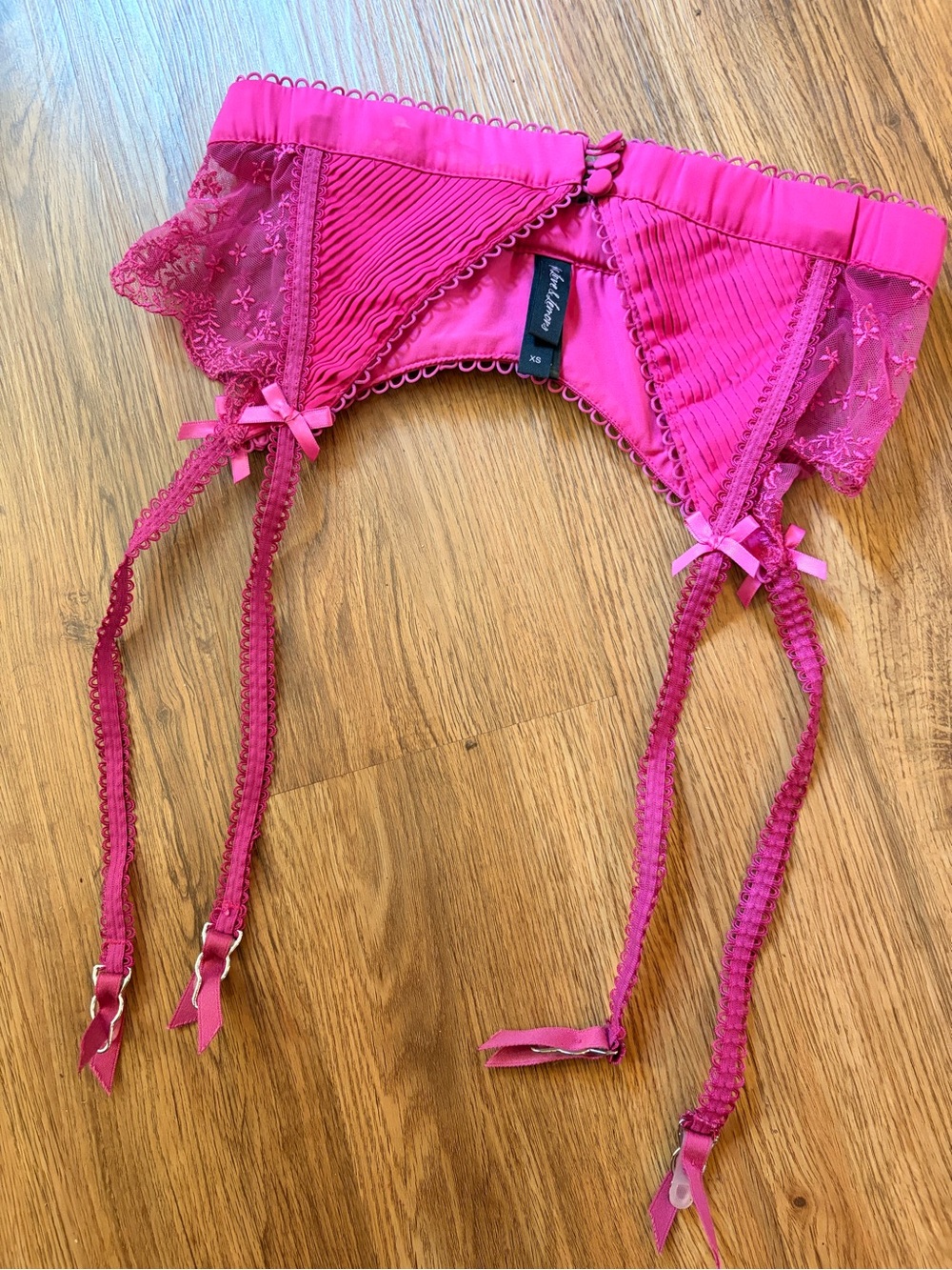 For Love & Lemons Victoria's Secret Hot Pink Lace Garter Belt